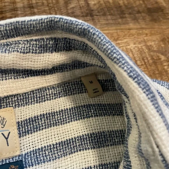 Faherty Short Sleeve Palma Striped Linen Shirt - Picture 6 of 8